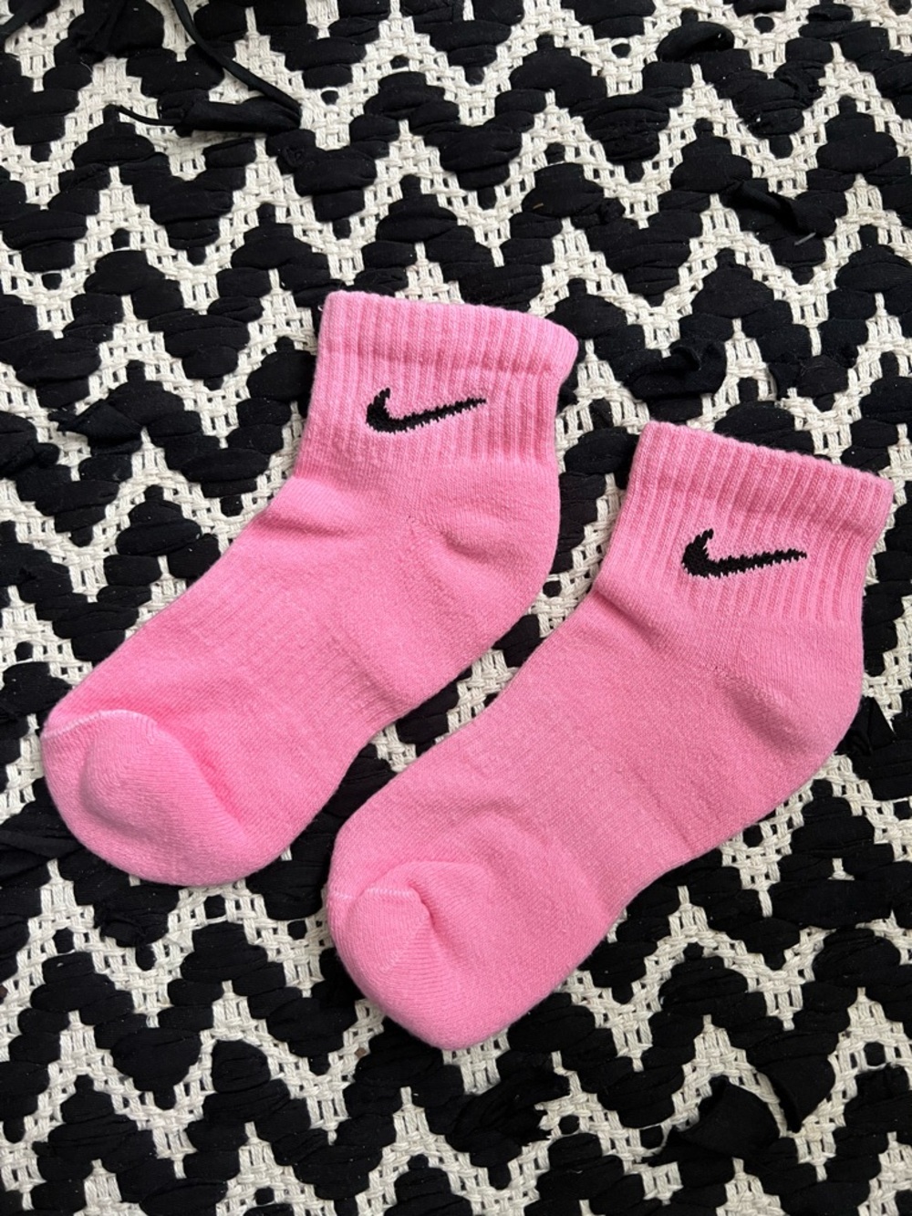 Nike Pink Ankle Socks with Black Swoosh Logo
